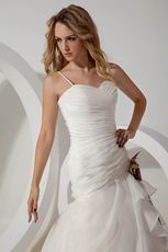 Elegant Spaghetti Straps Ruched Flowers Waist Bridal Wedding Dress