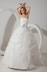 Affordable Strapless Puffy Ivory Net Elegant Bridal Wedding Dress