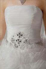 Affordable Strapless Puffy Ivory Net Elegant Bridal Wedding Dress