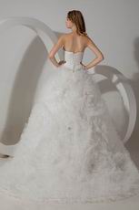 Affordable Strapless Puffy Ivory Net Elegant Bridal Wedding Dress