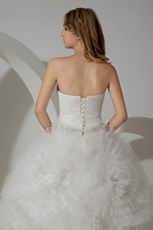 Affordable Strapless Puffy Ivory Net Elegant Bridal Wedding Dress