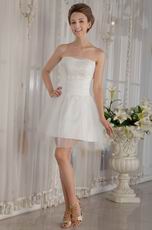 Sweet Strapless Short Organza Beach Romantic Wedding Dress