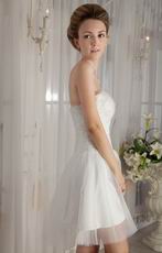 Sweet Strapless Short Organza Beach Romantic Wedding Dress