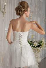 Sweet Strapless Short Organza Beach Romantic Wedding Dress