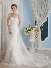 Wonderful Strapless Cathedral Train Wedding Dress With Appliques