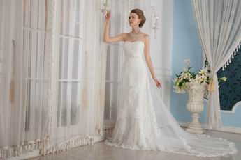 Wonderful Strapless Cathedral Train Wedding Dress With Appliques