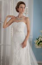 Wonderful Strapless Cathedral Train Wedding Dress With Appliques