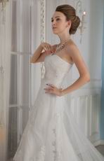 Wonderful Strapless Cathedral Train Wedding Dress With Appliques