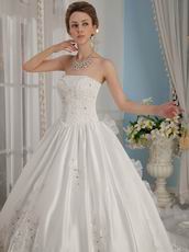 Remarkable Strapless Cathedral Train Designer Wedding Dress