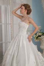 Remarkable Strapless Cathedral Train Designer Wedding Dress