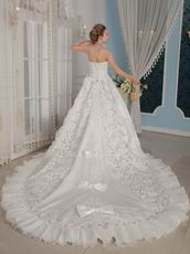 Remarkable Strapless Cathedral Train Designer Wedding Dress