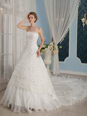 Gorgeous Lace Up Back Wedding Dress With Cathedral Train Design