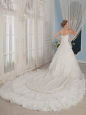 Gorgeous Lace Up Back Wedding Dress With Cathedral Train Design