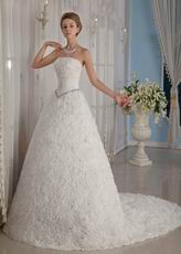 Exquisite Basque Waist Rolled Fabric Flowers 2014 Wedding Dress