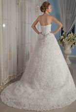 Exquisite Basque Waist Rolled Fabric Flowers 2014 Wedding Dress