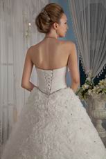 Exquisite Basque Waist Rolled Fabric Flowers 2014 Wedding Dress