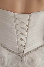 Exquisite Basque Waist Rolled Fabric Flowers 2014 Wedding Dress
