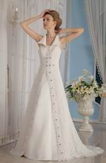 Formal A-Line V-Neck Lace Church Wedding Dress In Florida