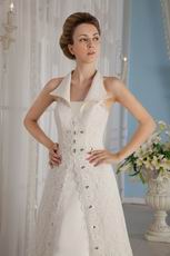 Formal A-Line V-Neck Lace Church Wedding Dress In Florida