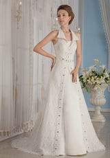 Formal A-Line V-Neck Lace Church Wedding Dress In Florida