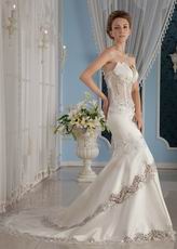 Sexy Strapless Mermaid Skirt Ivory Lace Wedding Dress
