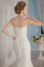 Luxurious Trumpet Strapless Lace Wedding Dress For Bride