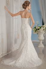 Luxurious Trumpet Strapless Lace Wedding Dress For Bride