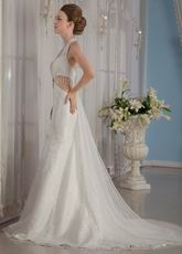 Exclusive Trumpet Halter Skirt Wedding Dress With Rhinestone