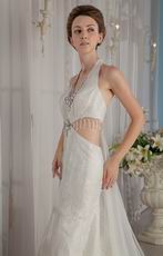 Exclusive Trumpet Halter Skirt Wedding Dress With Rhinestone