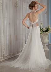 Exclusive Trumpet Halter Skirt Wedding Dress With Rhinestone