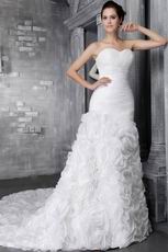 Romantic Sweetheart Ruffled Chapel Organza Skirt Wedding Dress