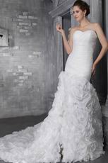 Romantic Sweetheart Ruffled Chapel Organza Skirt Wedding Dress