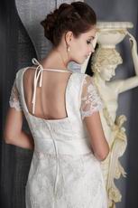 Sheath V-neck Chapel Beautiful Lace Wedding Dress With Sashes