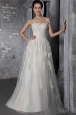 Empire Sweetheart Appliqued Tulle Lace Wedding Dress