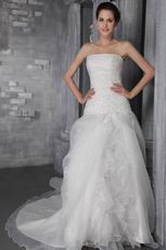 Classical Princess Strapless Chapel Train Wedding Bridal Dress