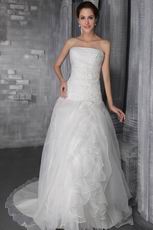 Classical Princess Strapless Chapel Train Wedding Bridal Dress