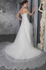 Classical Princess Strapless Chapel Train Wedding Bridal Dress