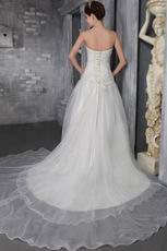 Classical Princess Strapless Chapel Train Wedding Bridal Dress