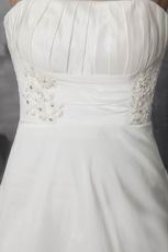 Simple Strapless Ivory Taffeta Bridal Gown With Applique