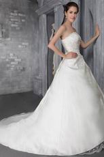 A-Line Strapless Taffeta Brand New Wedding Dress With Lace