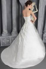 A-Line Strapless Taffeta Brand New Wedding Dress With Lace