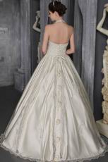 Fashionable Halter V Neck Western Wedding Dress With Lace