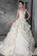 Sweetheart Neck Spaghetti Straps Cathedral Puffy Bridal Wedding Gown