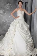 Sweetheart Neck Spaghetti Straps Cathedral Puffy Bridal Wedding Gown