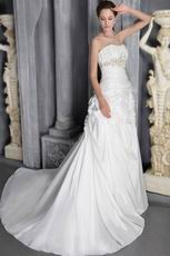 Romantic Strapless Appliqued Wedding Bridal Dress By Designer