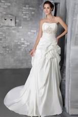 Romantic Strapless Appliqued Wedding Bridal Dress By Designer