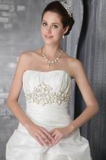 Romantic Strapless Appliqued Wedding Bridal Dress By Designer