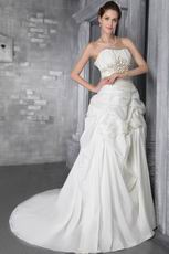 Romantic Strapless Appliqued Wedding Bridal Dress By Designer