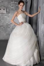 Strapless Puffy Rolled Layers Ball Gown Top Designer Wedding Dress