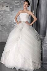 Strapless Puffy Rolled Layers Ball Gown Top Designer Wedding Dress